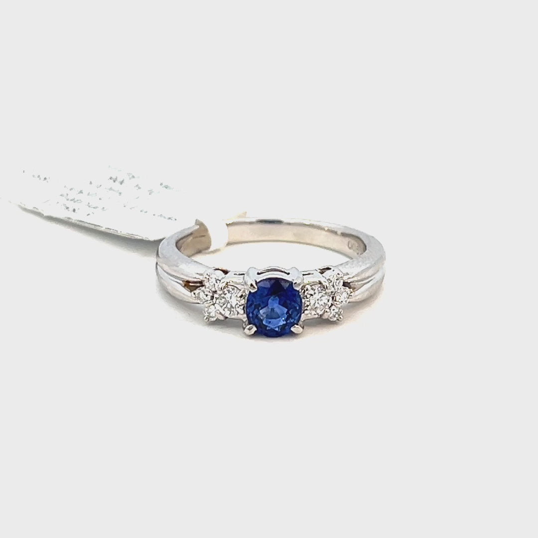 0.88cttw Sapphire Ring | Platinum Ring Video | Video of a Blue Sapphire and Diamond Ring