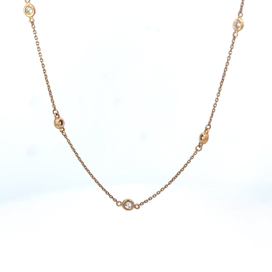 Diamonds by the yard necklace 1.00ct total weight 14k yellow gold