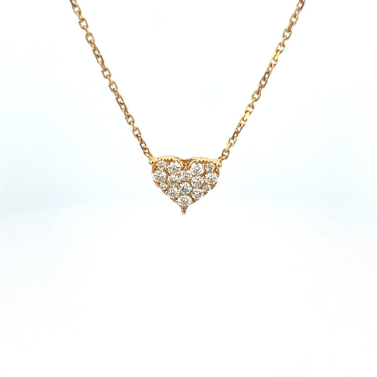 18k yellow gold heart necklace 0.13ct total weight of round diamonds