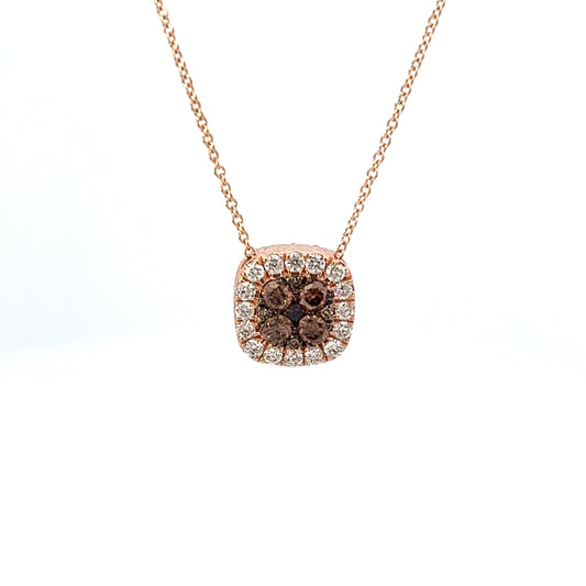 1.29ct Chocolate Diamond Pendant is a 14k Rose Gold Reversible Pendant Necklace Featuring 0.54ct Chocolate Diamonds