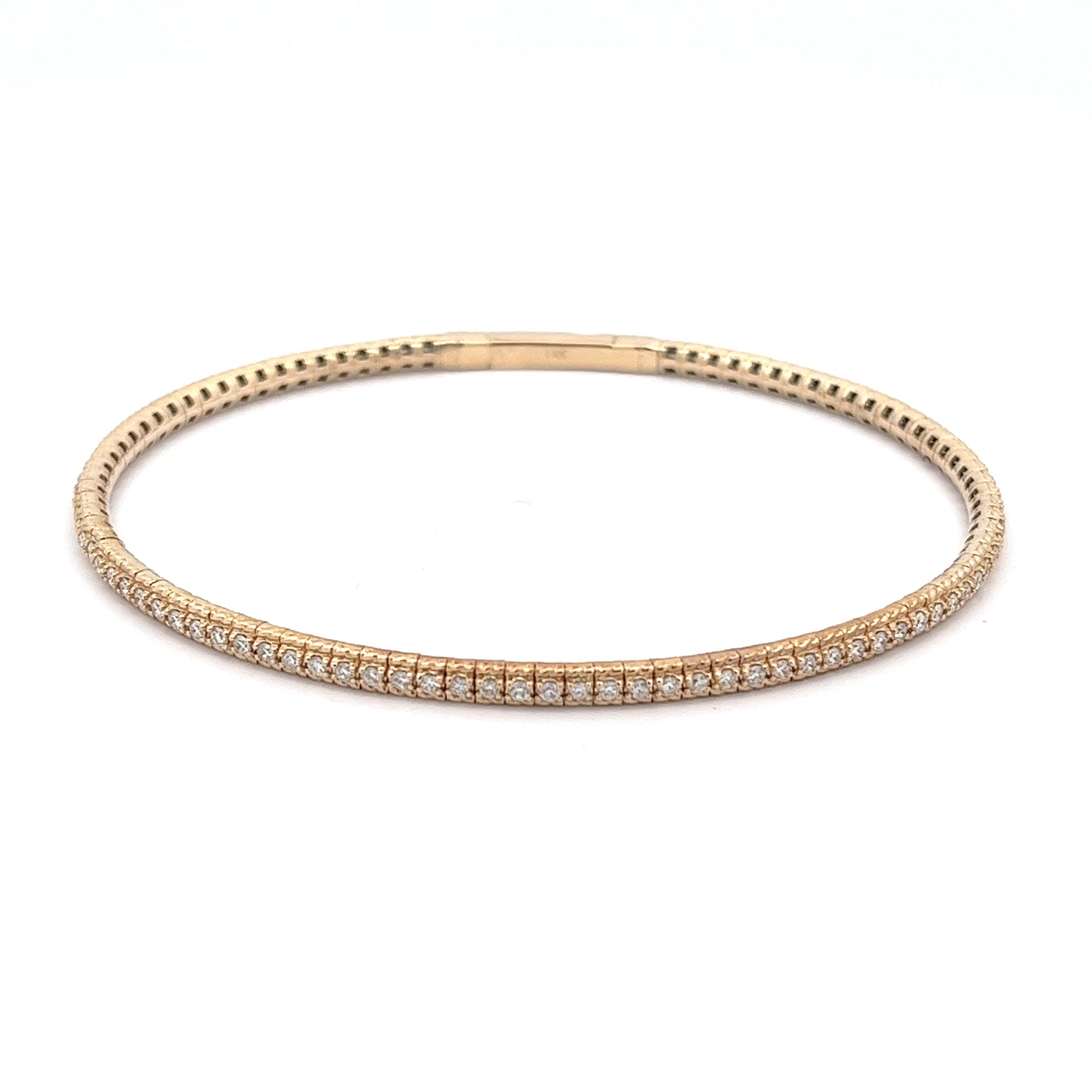 14k Yellow Gold Flexible Diamond Bangle Bracelet