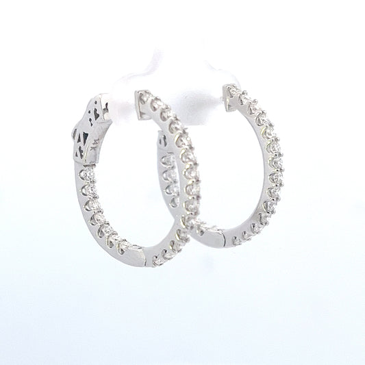 1.50ct total weight diamond hoop earrings