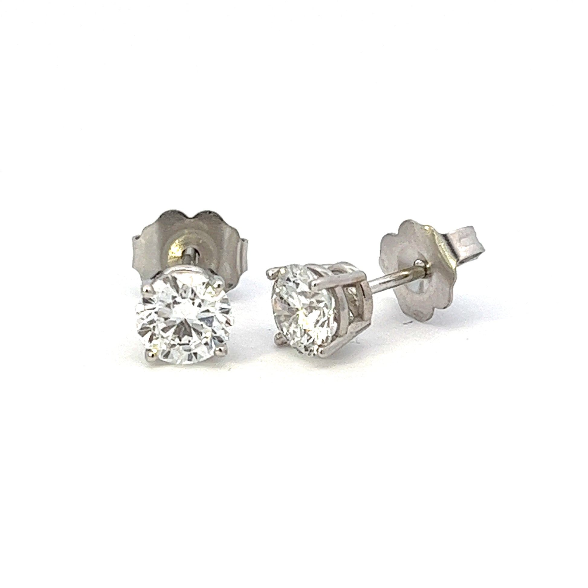 1.00ct total weight round diamond stud earrings