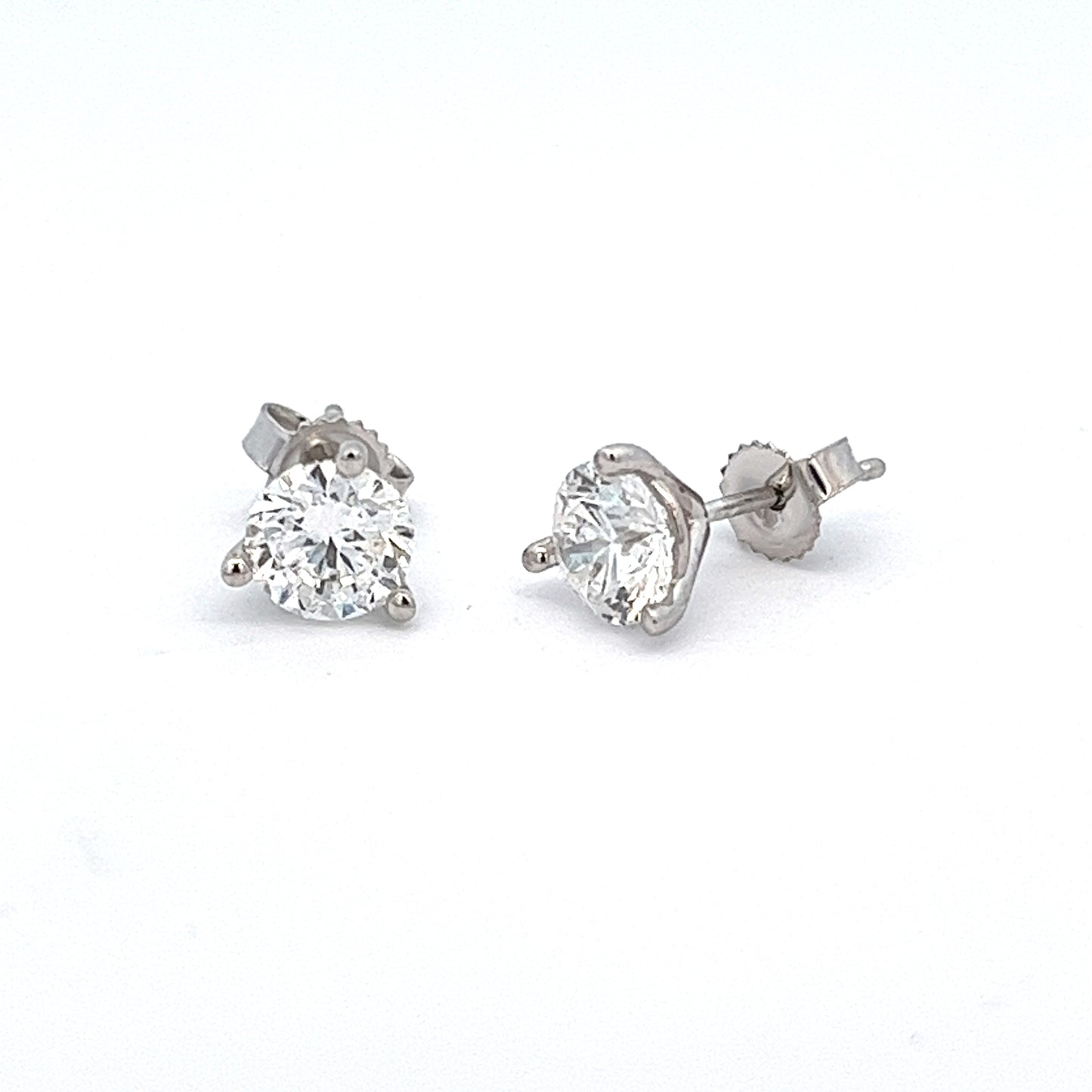 1.43ct total weight round brilliant cut diamond stud earrings