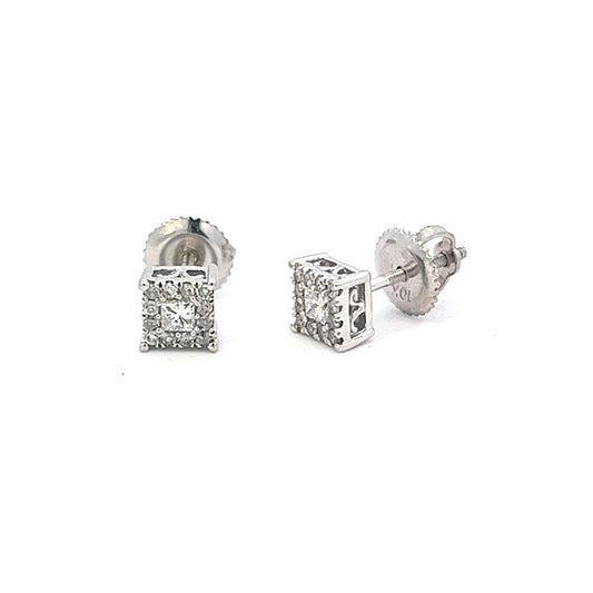 0.27ct total weight diamond earrings square design