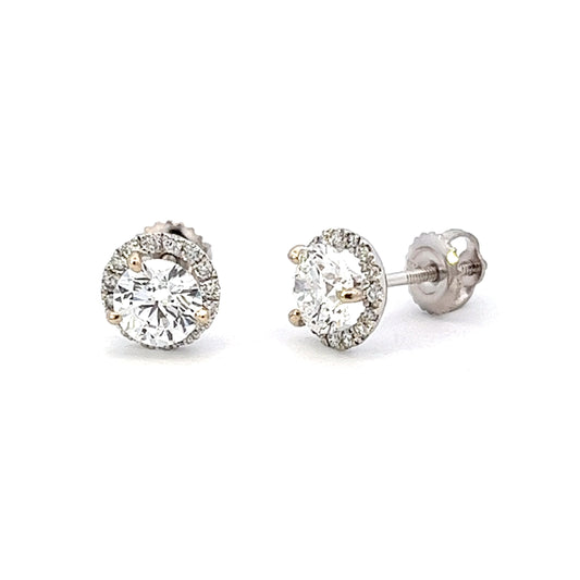 1.00ct diamond stud earrings 1/4ct total weight halo