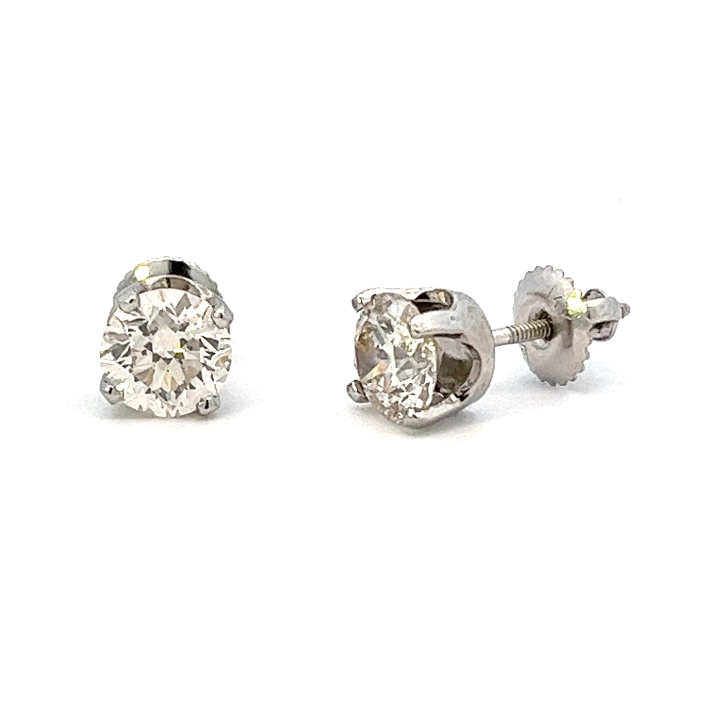 2.00ct total weight round diamond stud earrings