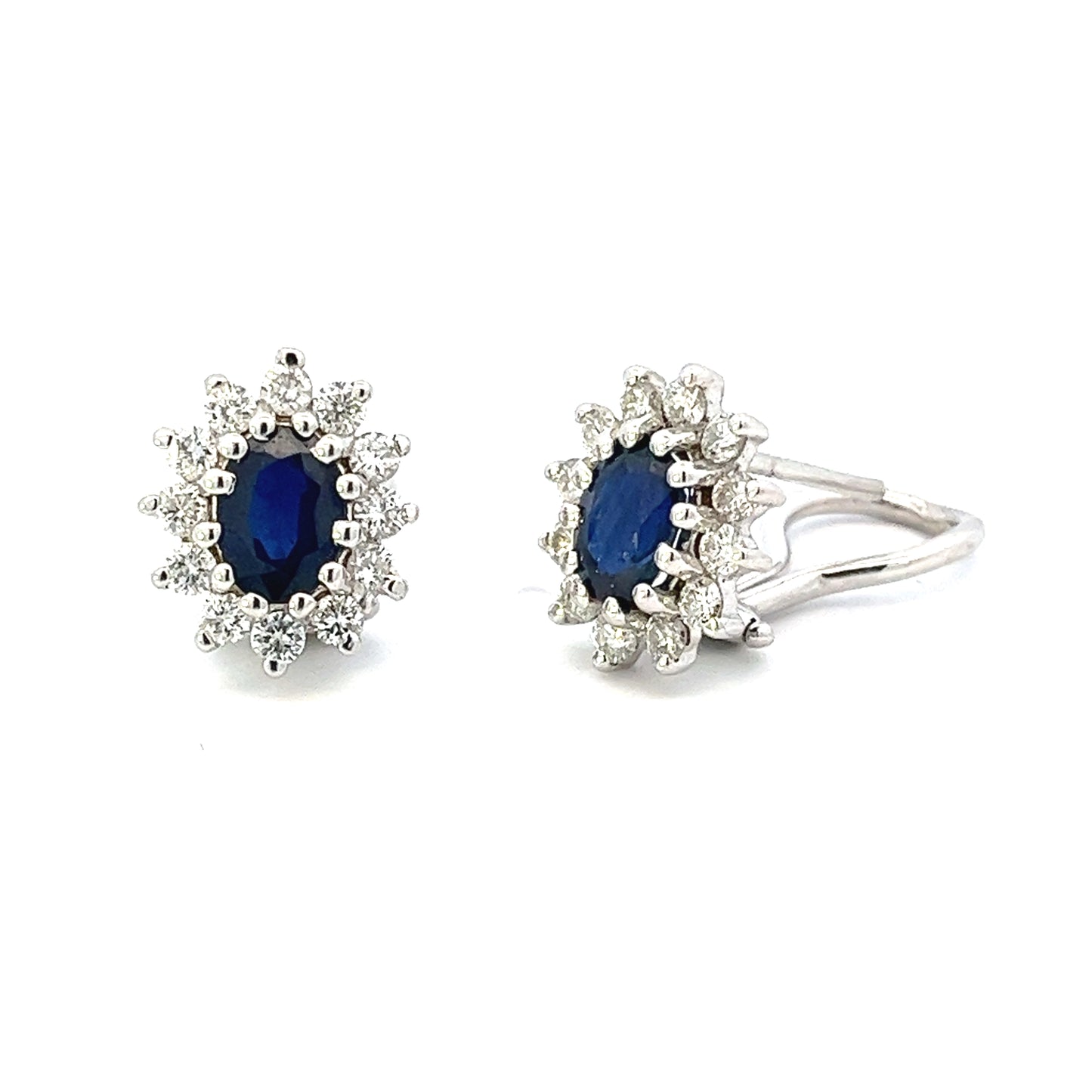 2.08ct total weight sapphire and 0.95ct total weight diamond earrings