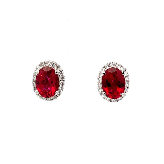 2.35ct lab grown ruby and diamond earrings