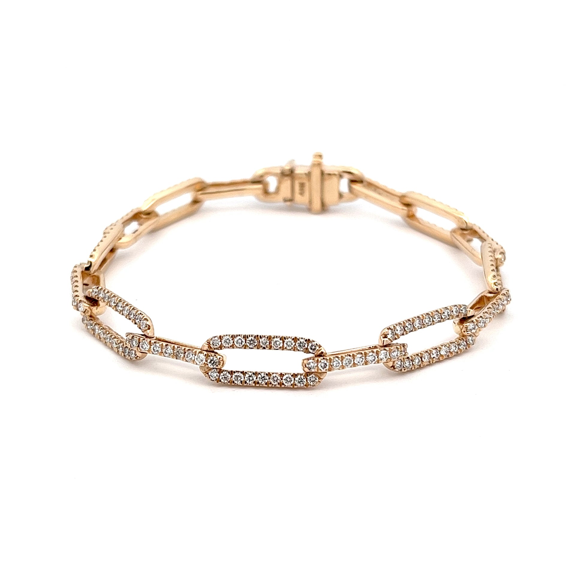 2.01ct Total Weight Diamond and Yellow Gold "Paperclip" Bracelet