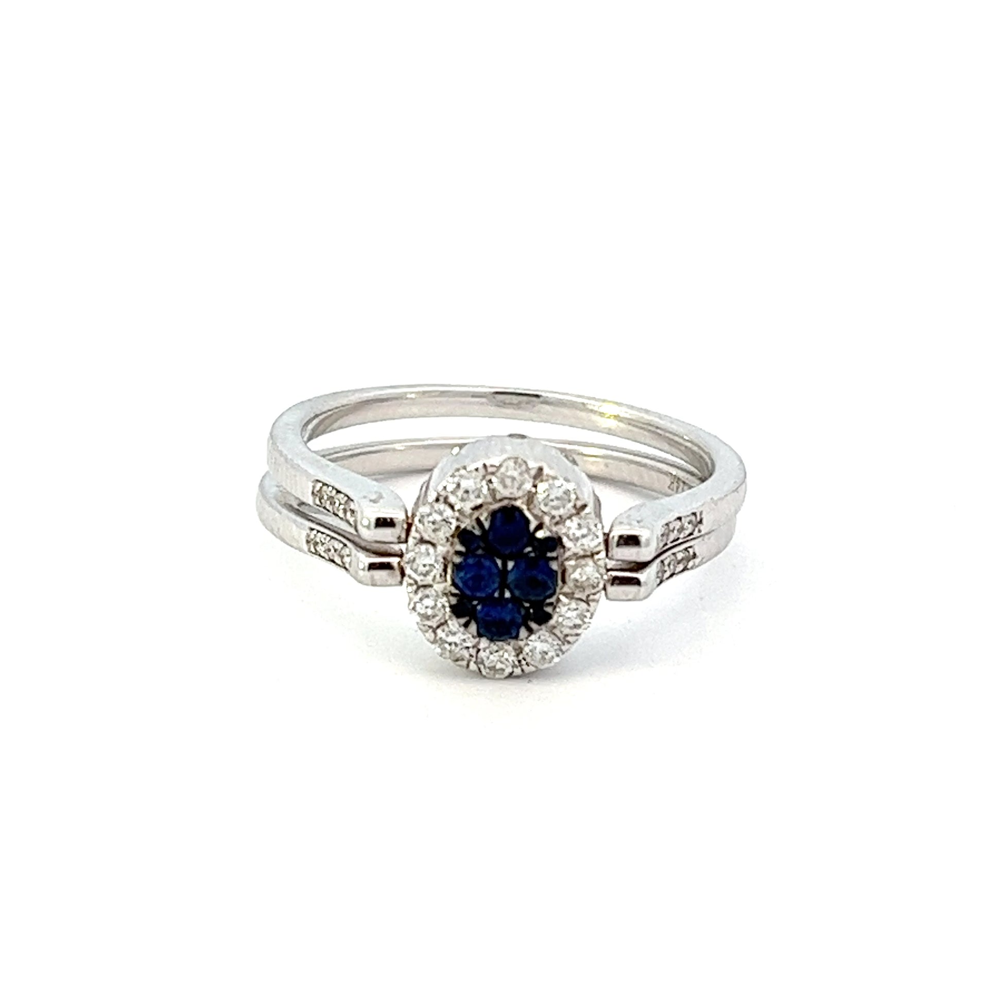 Reversible Sapphire and Diamond Cluster Ring .74 Total Carat Weight
