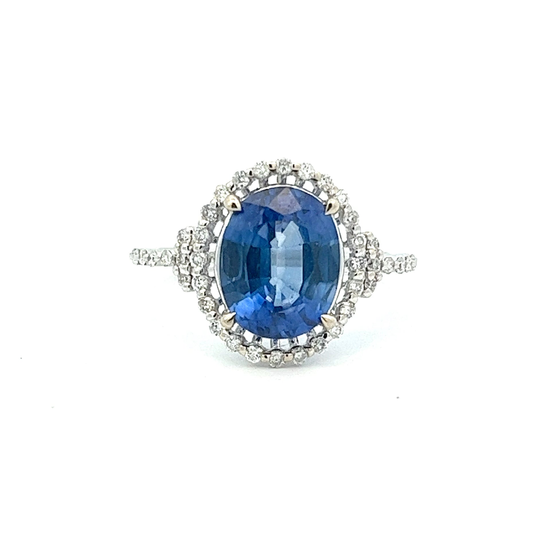 3.82ct Oval Sapphire and Diamond Ring