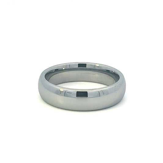 6mm grey polished tungsten wedding band