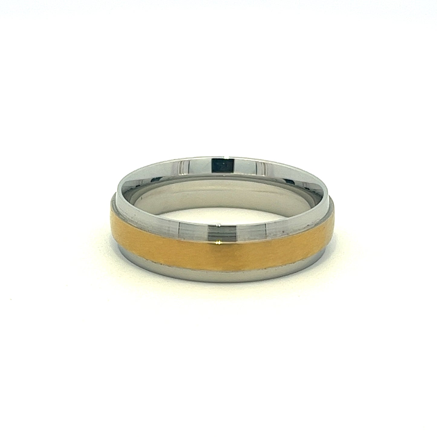 6mm Tungsten band with yellow gold plated center strip mans wedding band