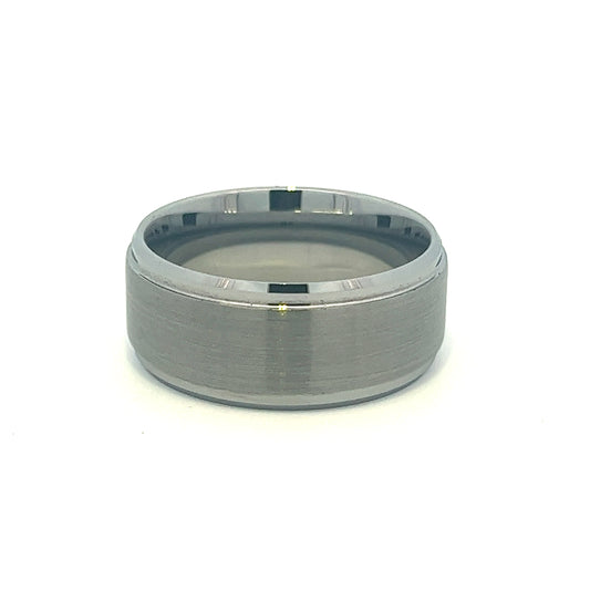 9mm Grey Tungsten Ring With Bevel