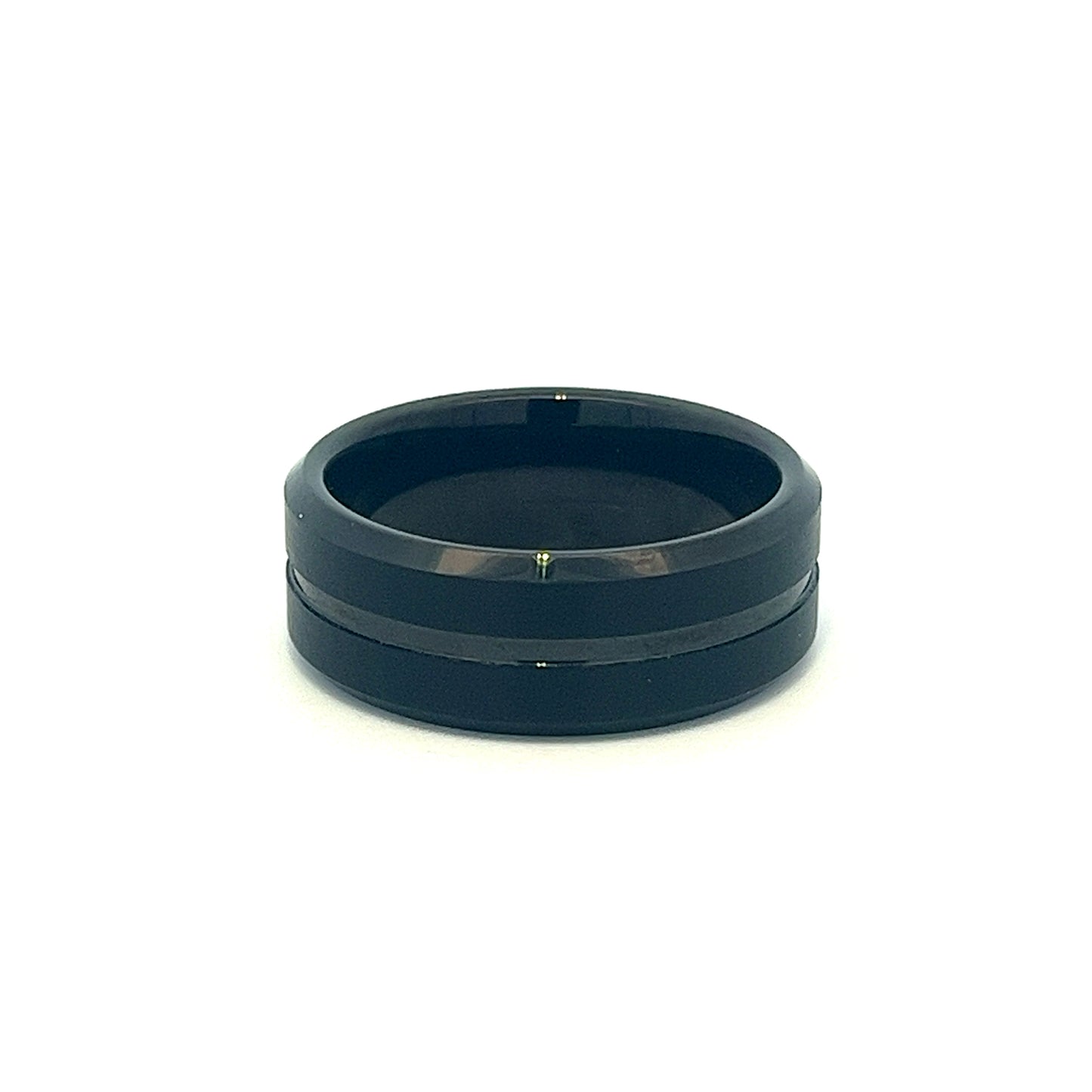 Black Tungsten Wedding Band 8mm With Center Groove