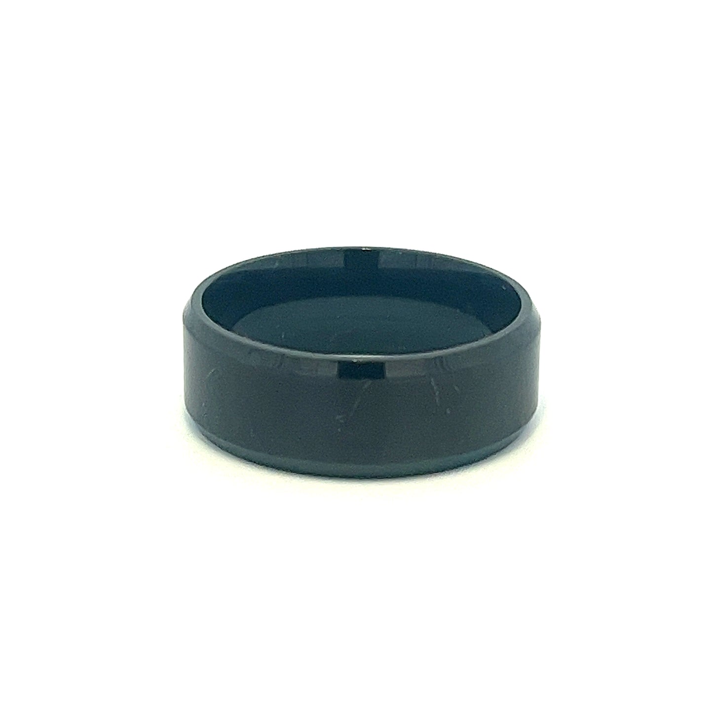 Black Tungsten Mens Wedding Band | 8mm Brushed Black Tungsten Band With Bevel