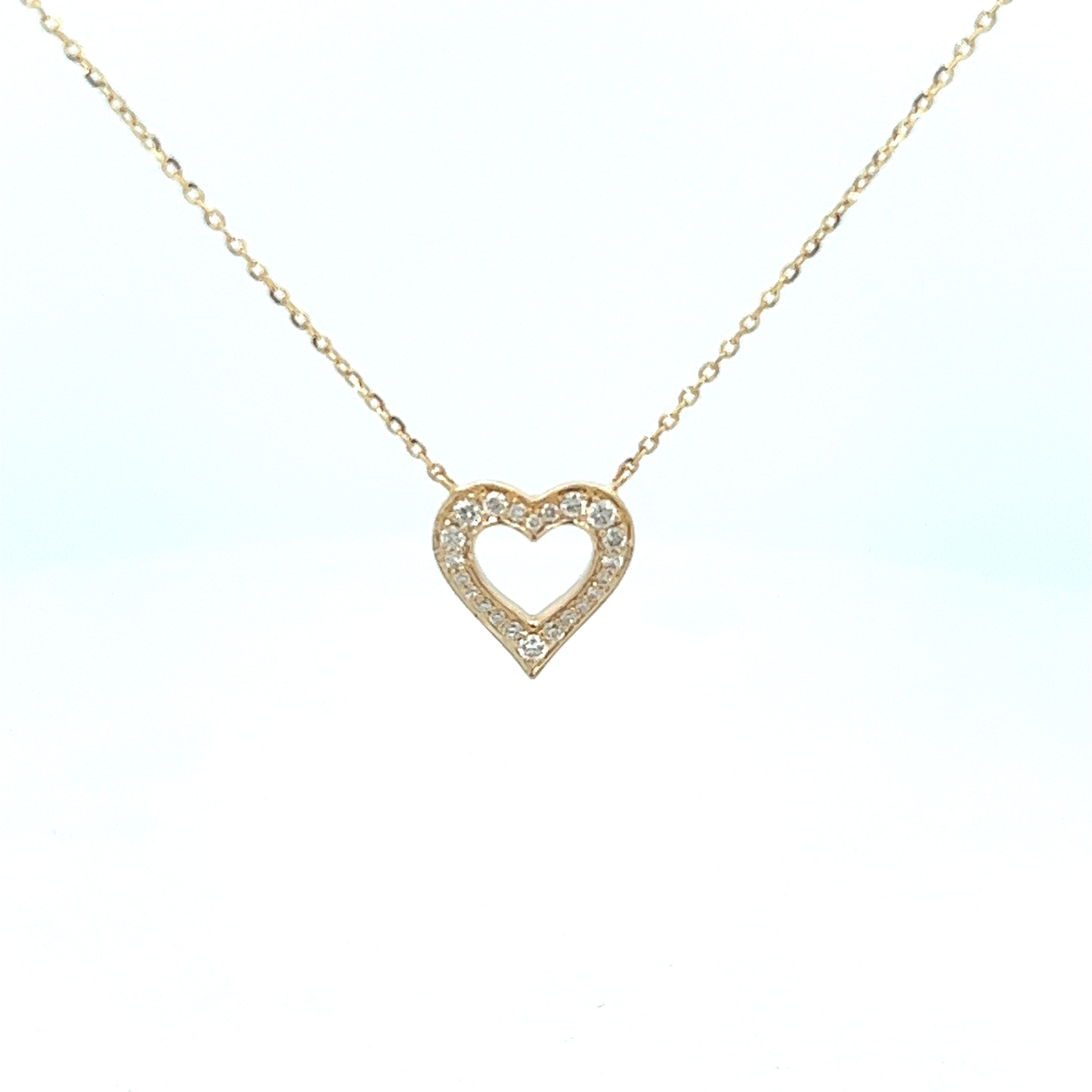 Two-Tone Floating Glass Heart Diamond Pendant in 14K White and Yellow Gold  (0.30ct)