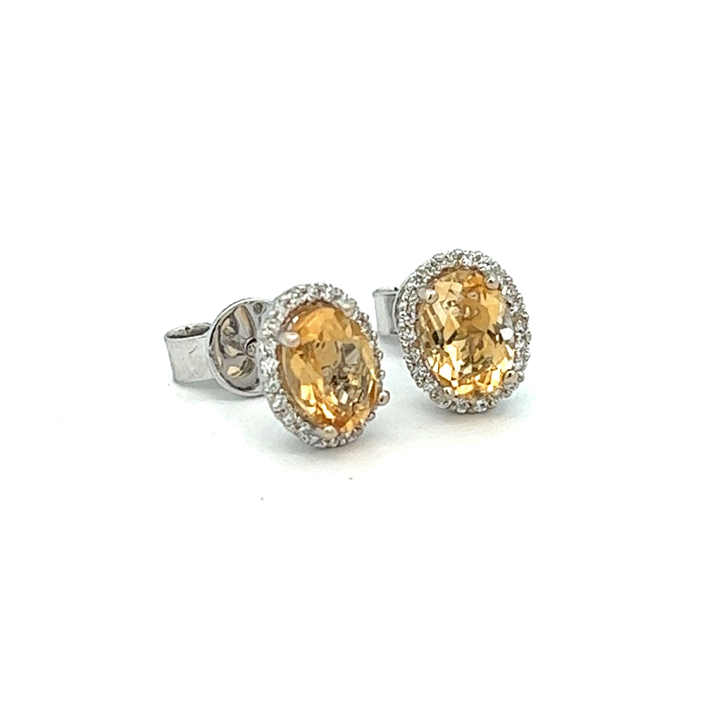1.5ct Yellow Sapphire Earrings in 14k White Gold