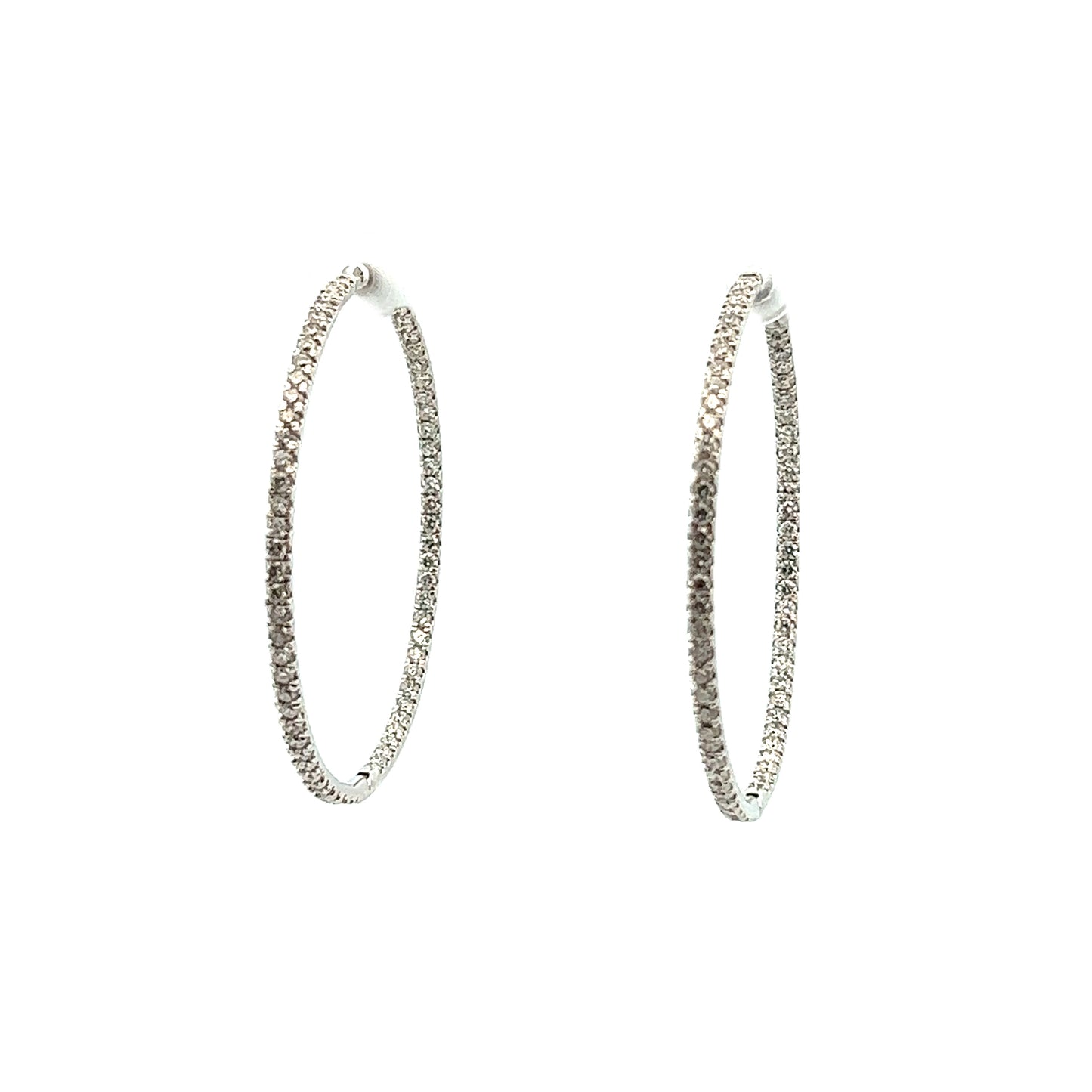 3.35ct Pave Diamond Hoop Earrings