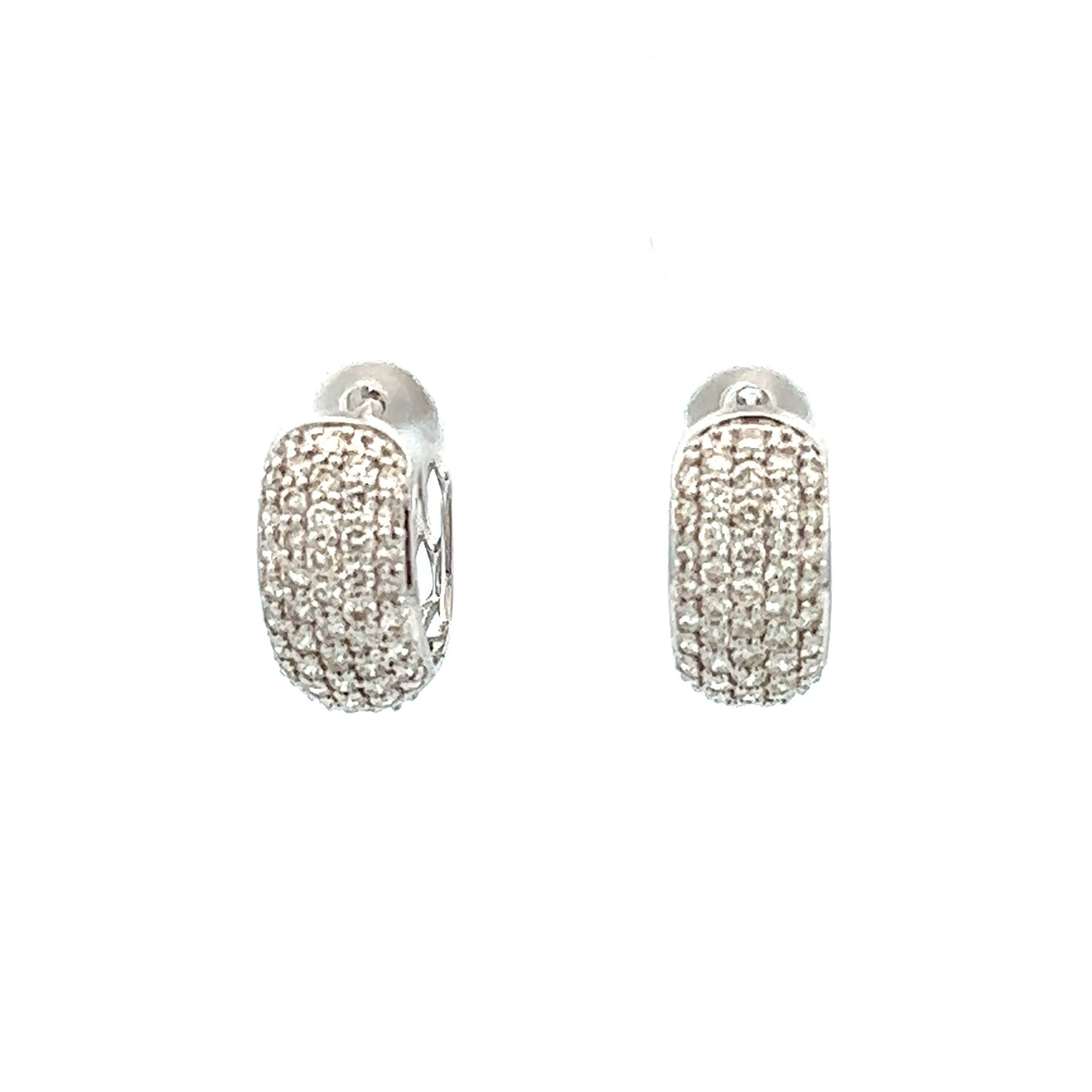 Elegant 14k White Gold Diamond Huggie Earrings