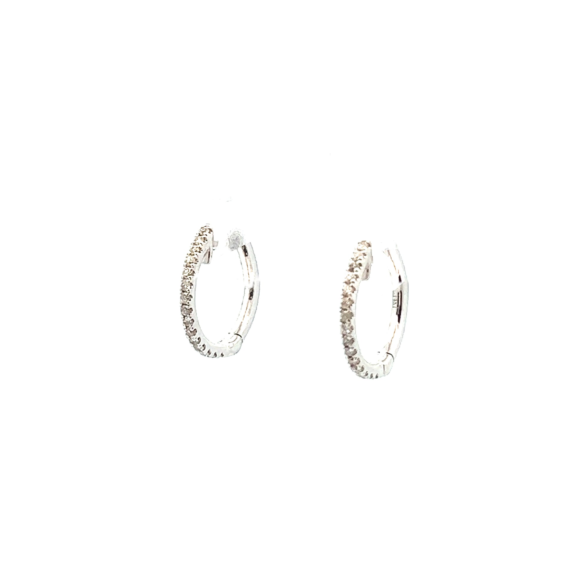 0.19ct Pave Diamond Hoop Earrings in 14k White Gold