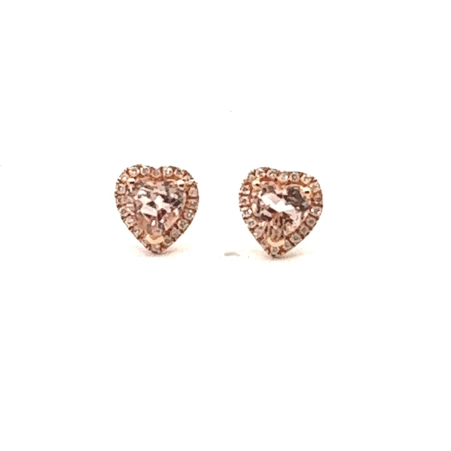 Small Heart Earrings | 1ct Rose Gold Morganite Earrings With Diamonds