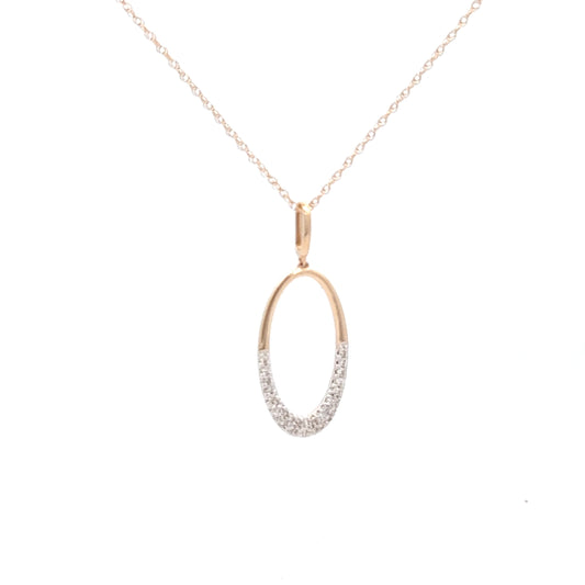.20ct Oval Diamond Necklace 10k Yellow Gold