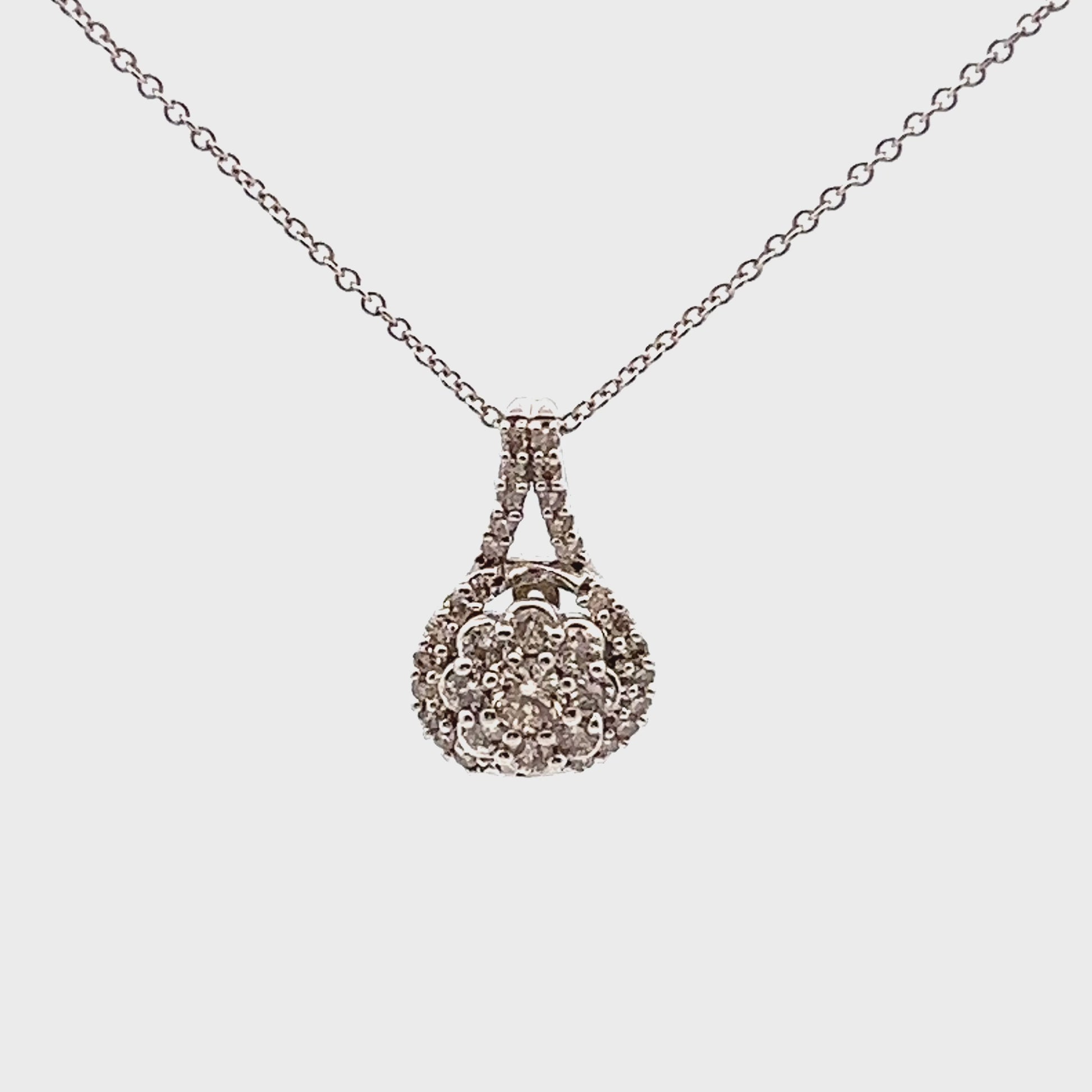 .50cttw Halo Necklace | 10k White Gold