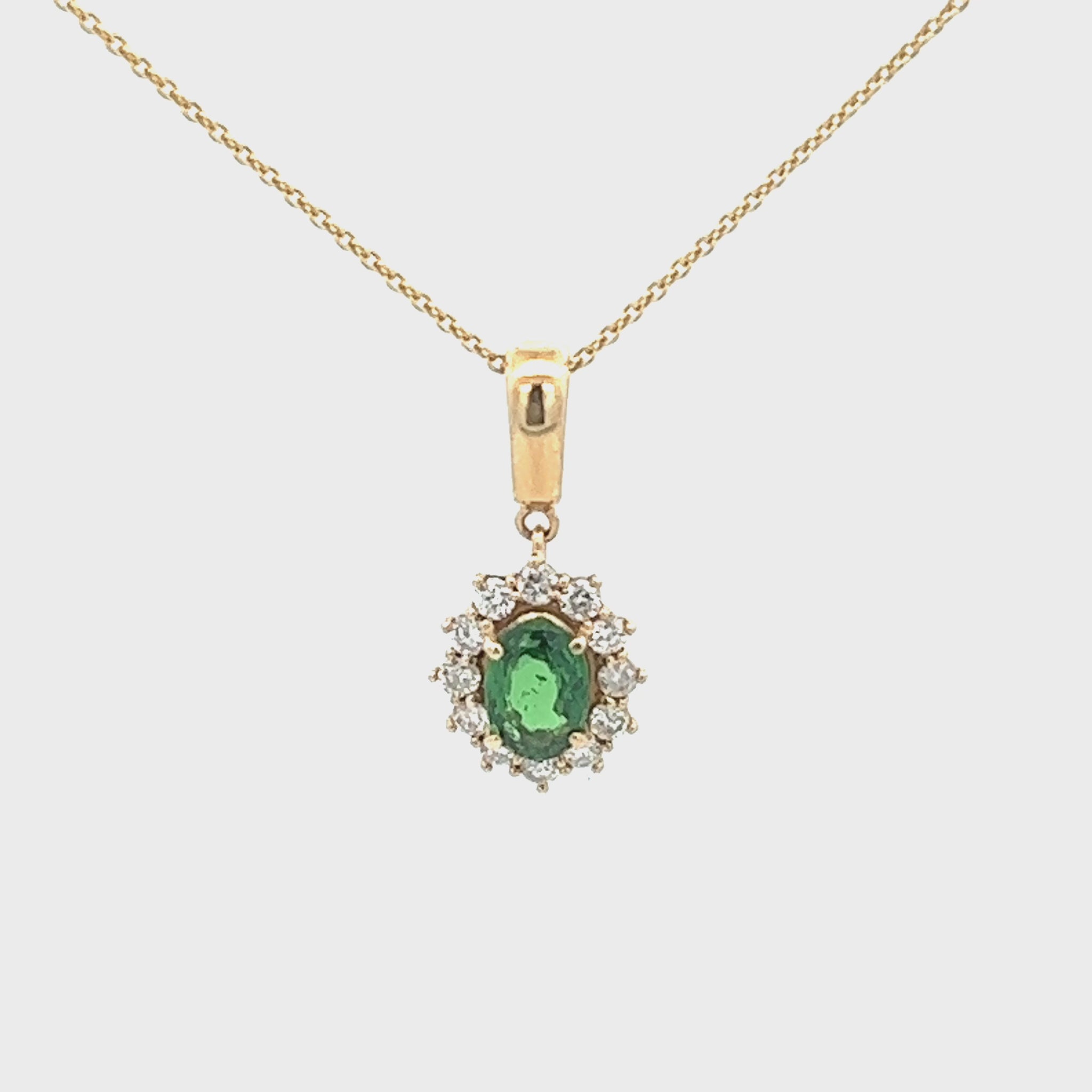 1.25cttw Emerald And Diamond Necklace 14k Gold Chain Video