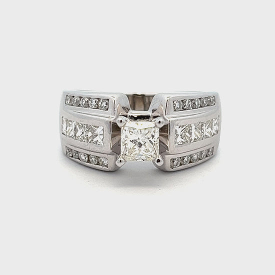 .75ct Princess Cut Diamond Engagement Ring White Gold Video