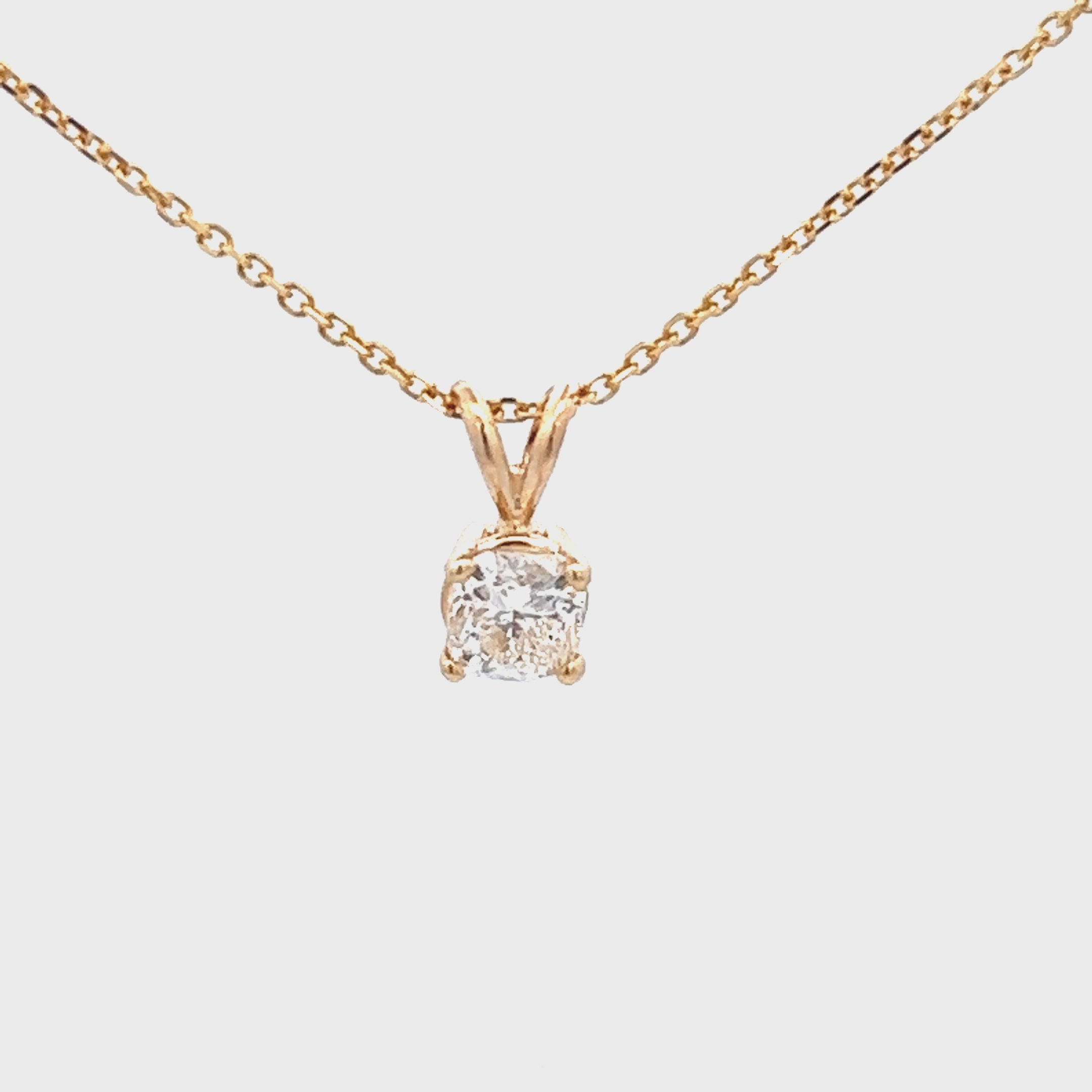 71ct Cushion Cut Diamond Pendant Necklace | 14k Yellow Gold Chain