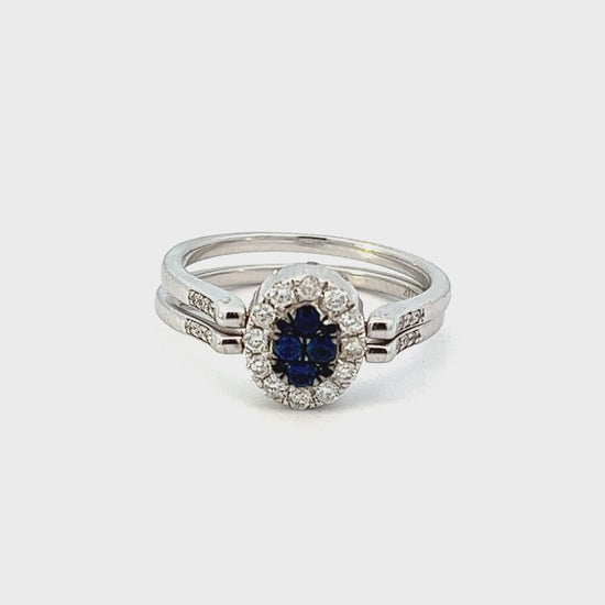 Reversible Sapphire and Diamond Cluster Ring .74 Total Carat Weight video