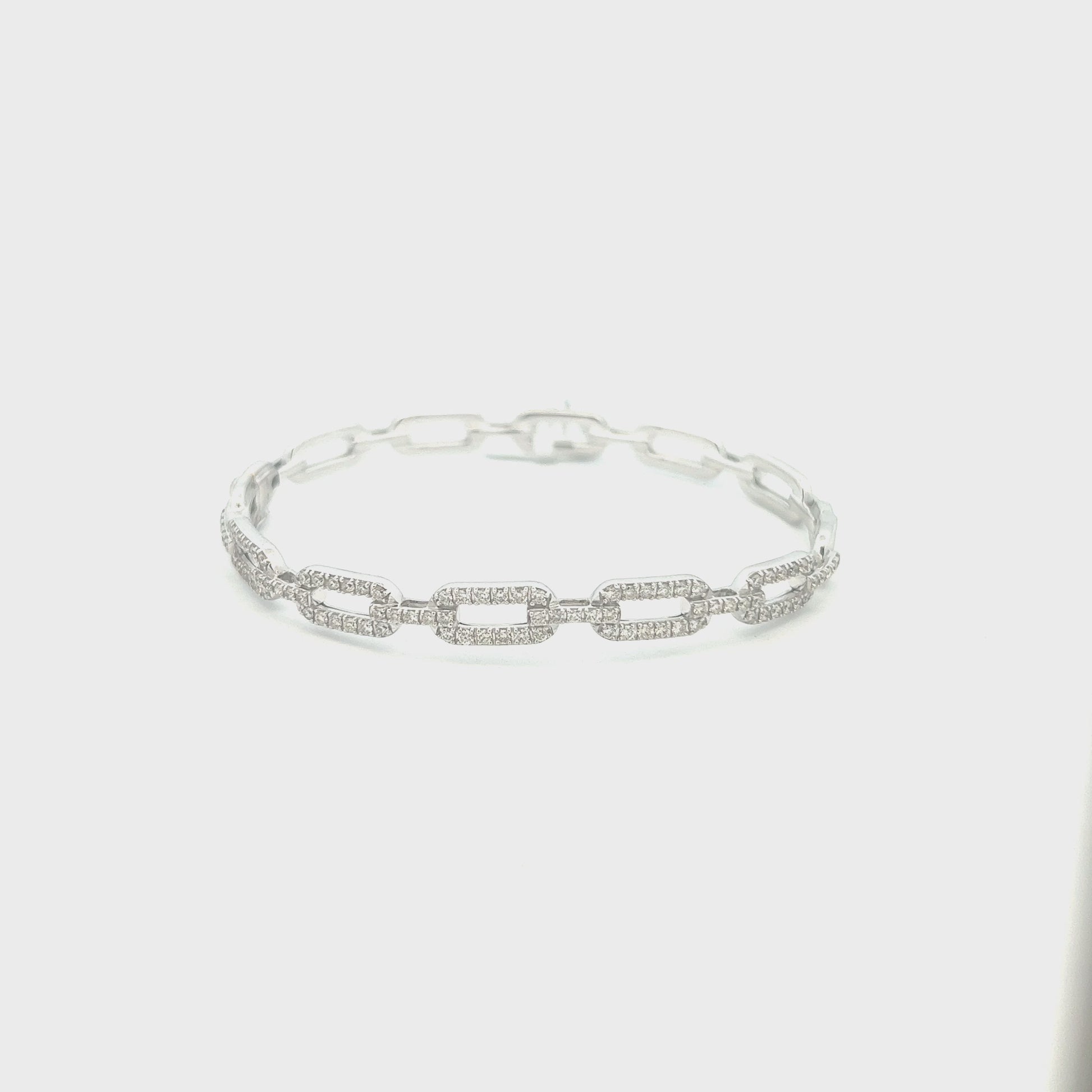 1cttw Paper Clip Diamond Bangle Bracelet | 14k White Gold Video