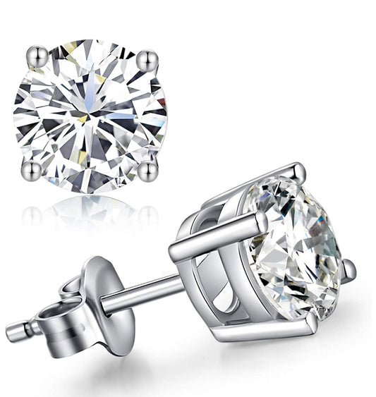 1/4ct total weight round diamond earrings Si1-Vs2 clarity set into 14k white gold with screw backs. Round brilliant cut diamonds