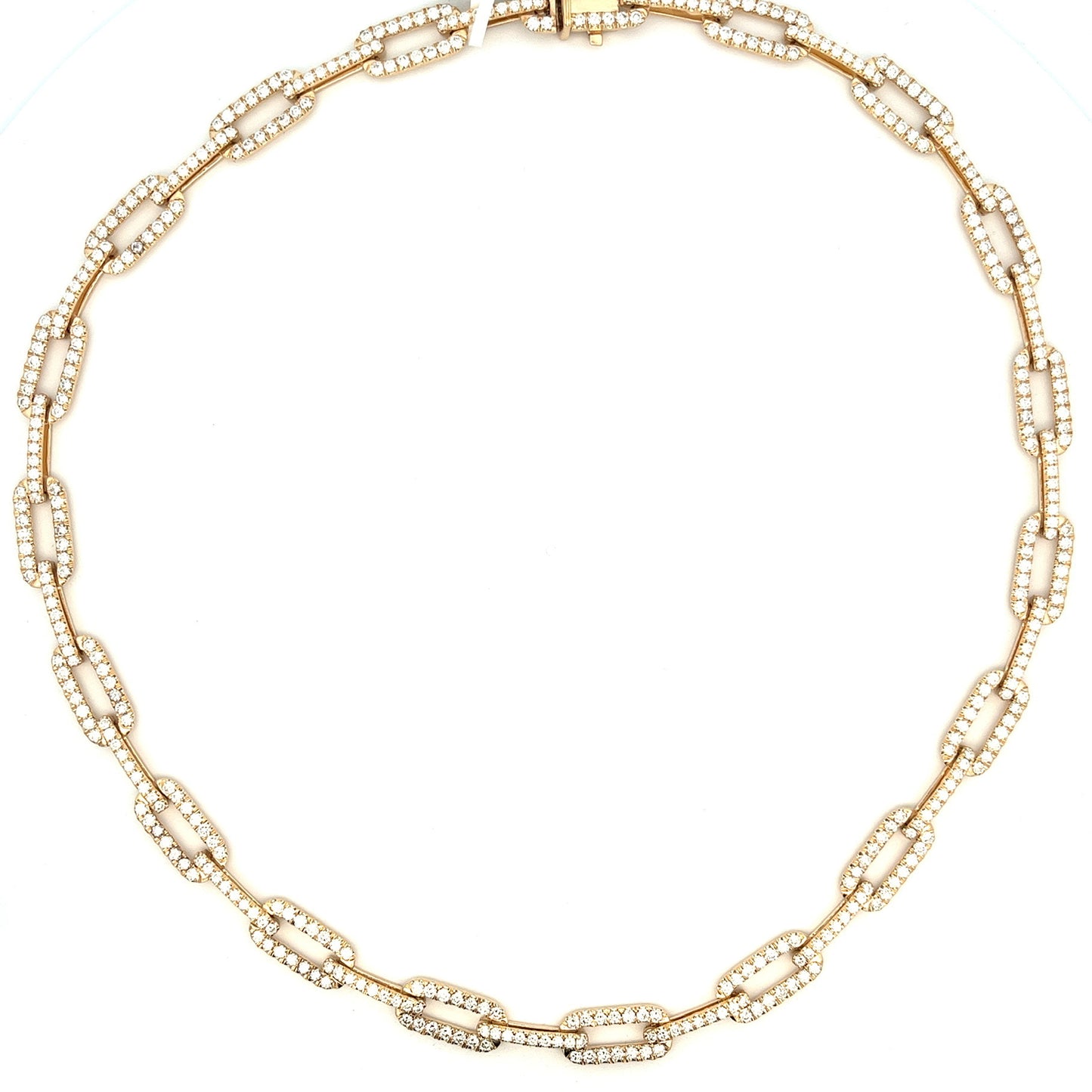 10.11cttw Diamond Paper Clip Necklace | 14K Yellow Gold