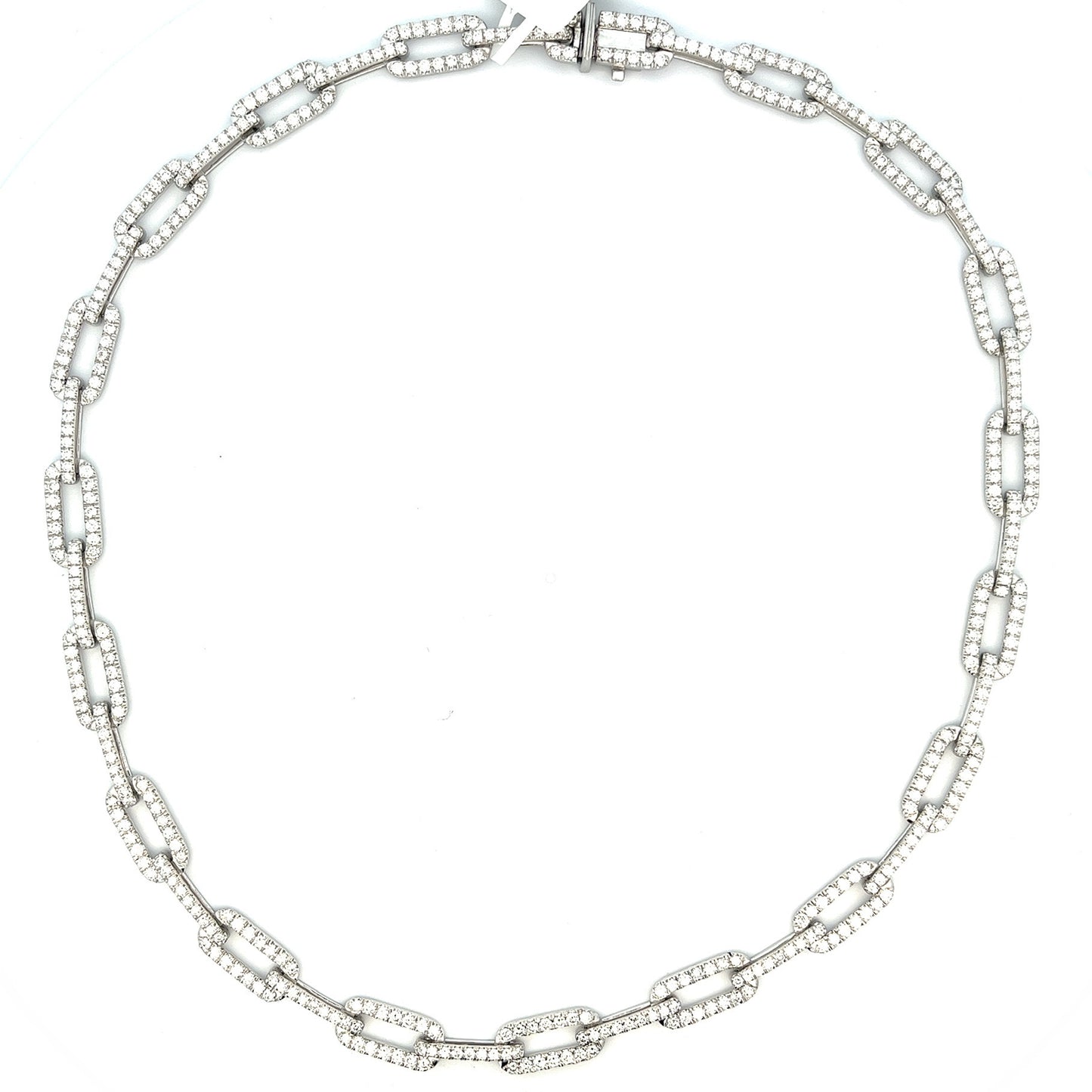9.84cttw Diamond Paper Clip Necklace | 14k White Gold