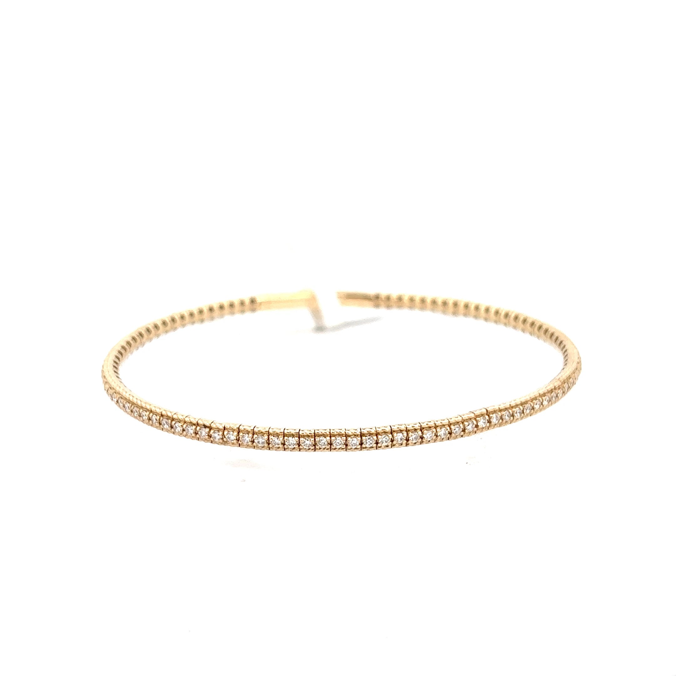 Solid 14K Rose Gold Unique 3 Row Flexible Diamond Bangle Bracelet for  Ladies 1.5 Carat 018338