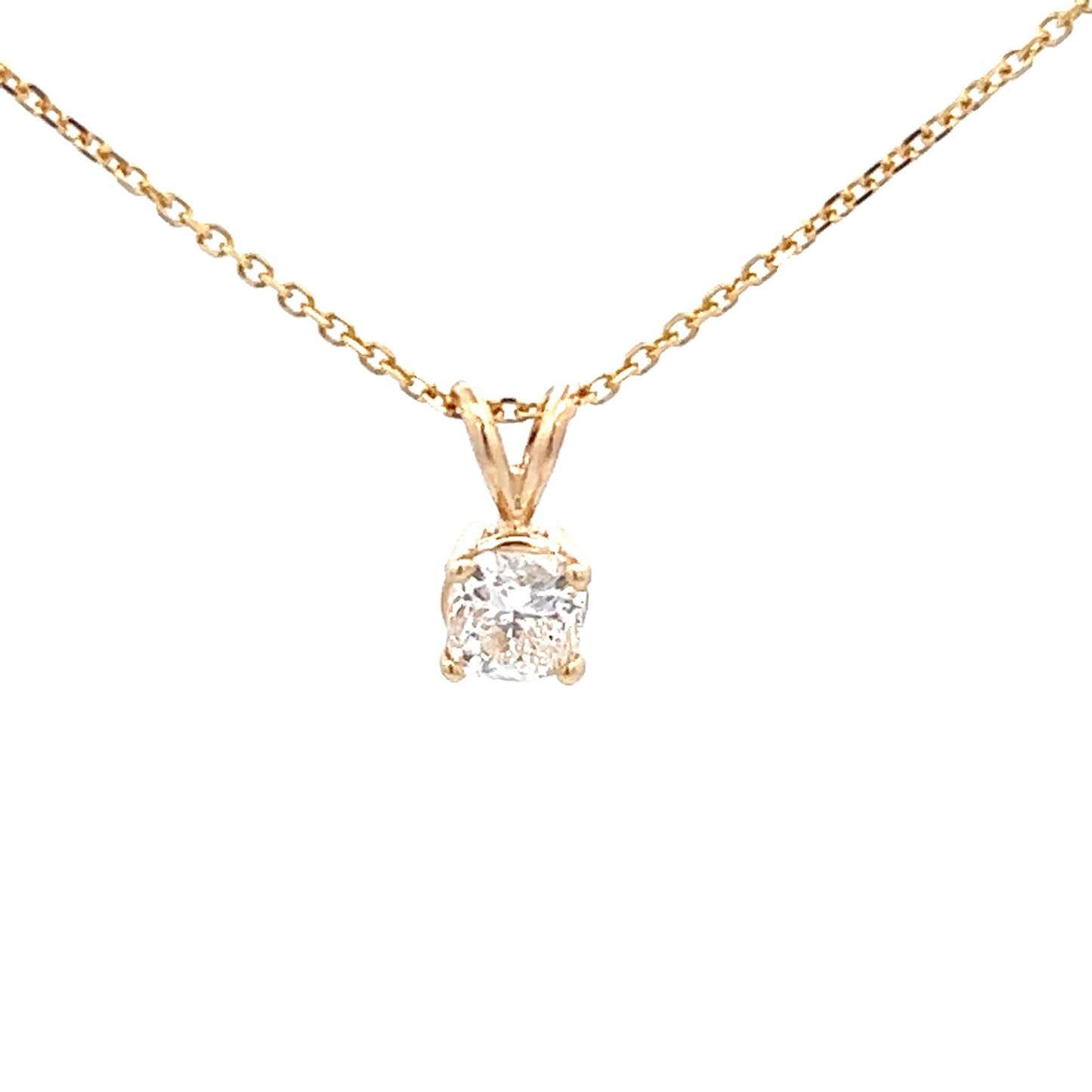 .71ct Cushion Cut Diamond Pendant Necklace 14K Yellow Gold Chain