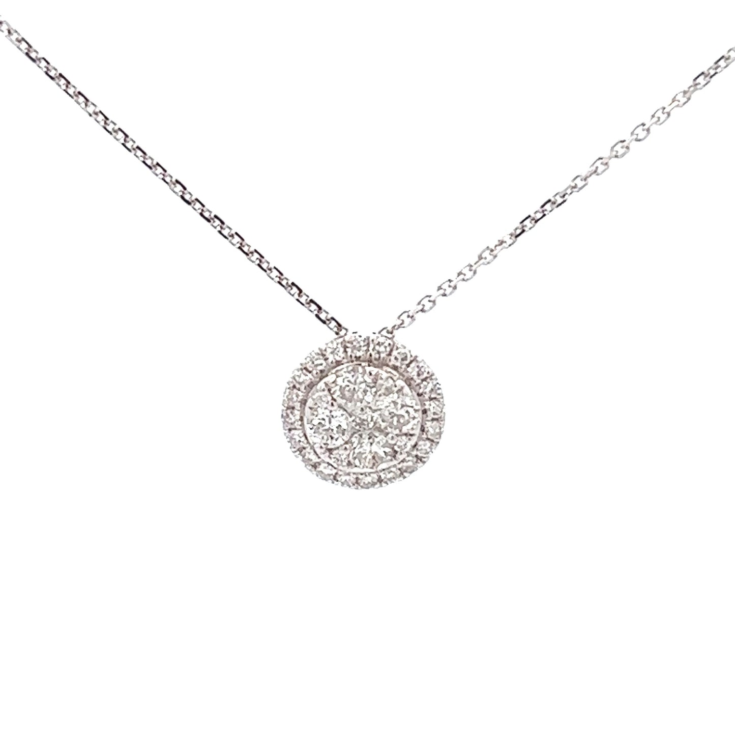 .60cttw Halo Necklace | 18k White Gold