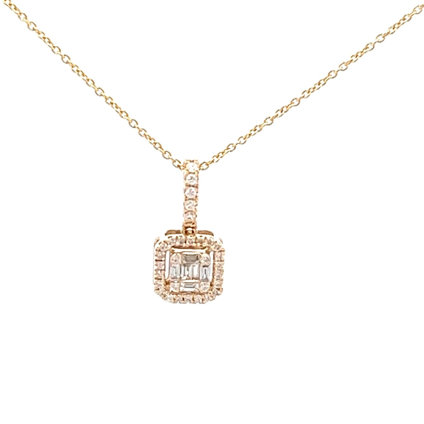 .21ct Square Pendant Necklace | 14K Yellow Gold