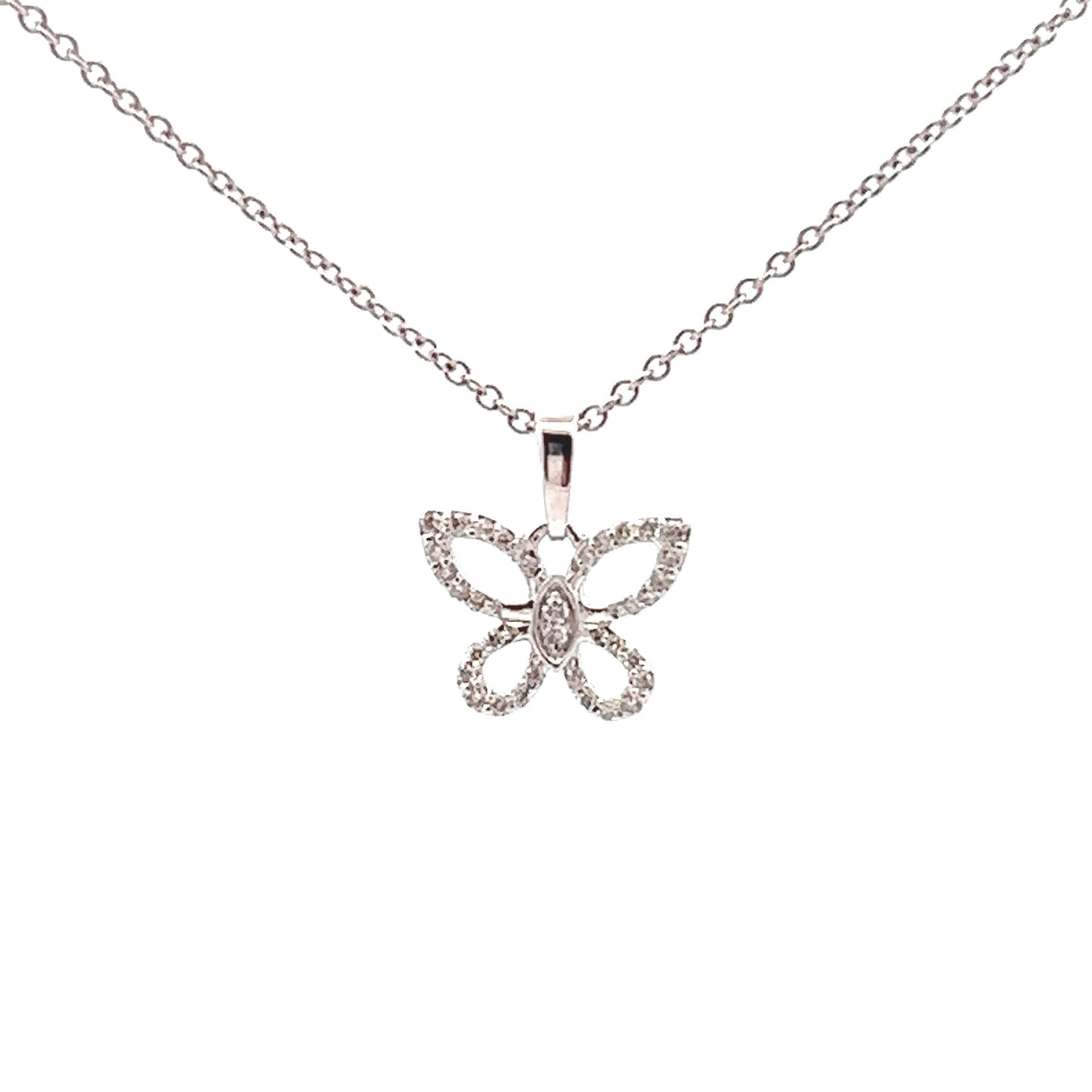 .10cttw Diamond Butterfly Necklace 14k White Gold