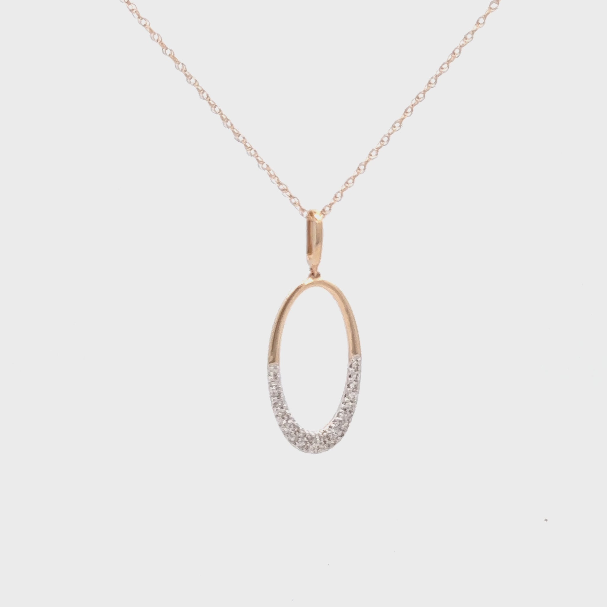 .20ct Oval Diamond Necklace 10k Yellow Gold Video