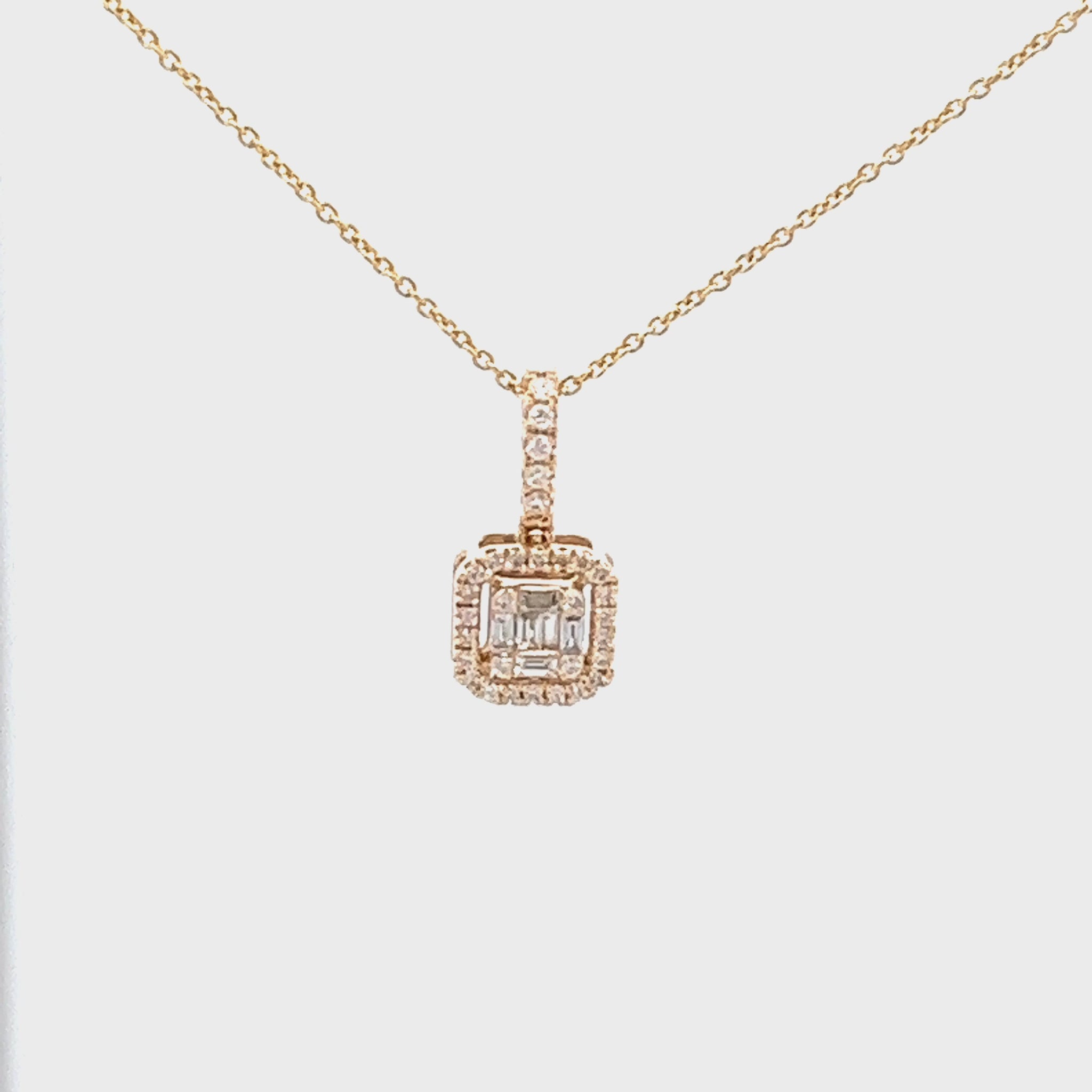 .21ct Square Pendant Necklace | 14K Yellow Gold Video
