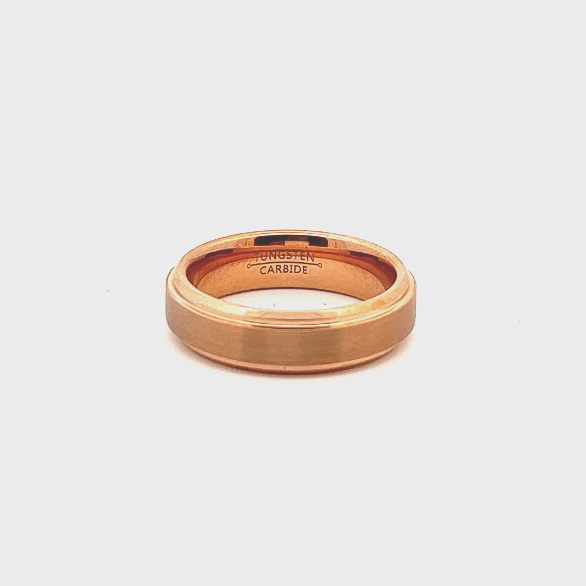 6mm rose gold plated tungsten brushed with polished edges mens wedding band Video