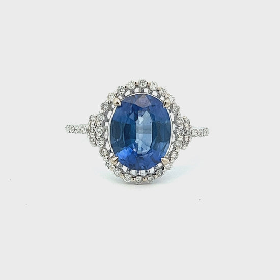 3.82ct Oval Sapphire and Diamond Ring Video