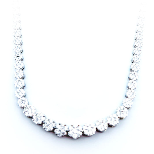 8.26ct Graduated Diamond Tennis Necklace | 18k White Gold