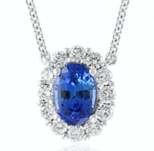 2ct oval Sapphire and diamond pendant